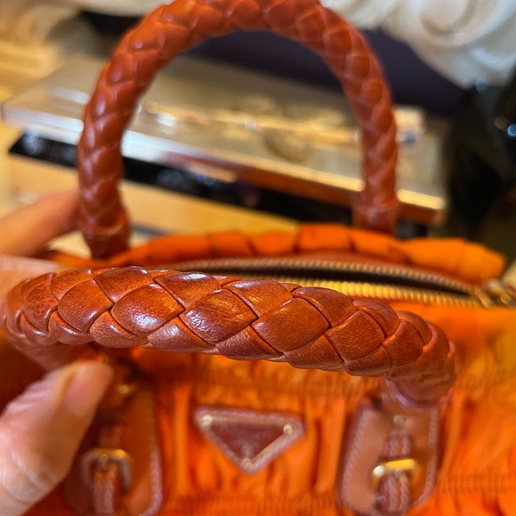 Mini Prada handbag made of orange fabric, - Picture 3 of 13
